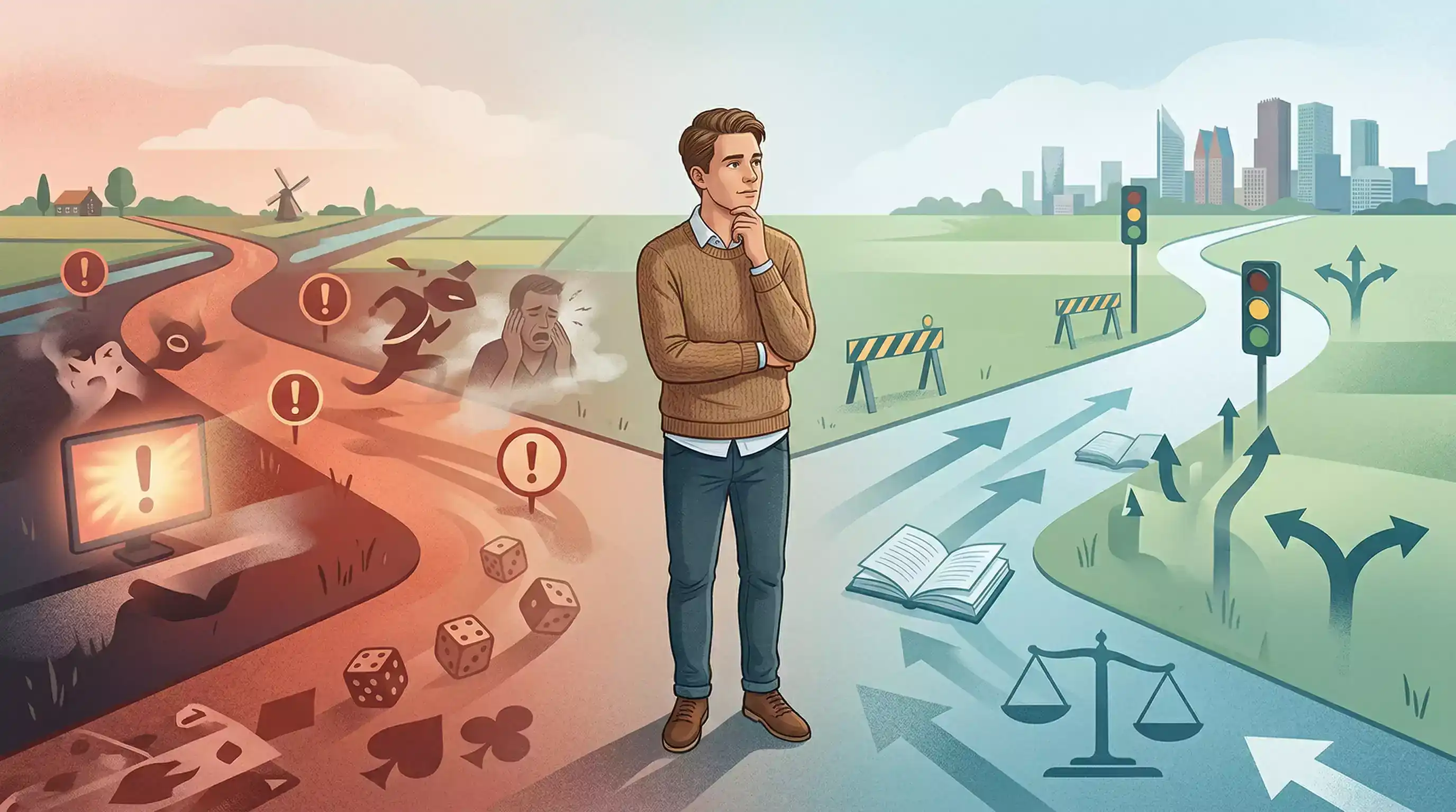 Waarschuwende illustratie van emotionele valkuilen bij sportweddenschappen